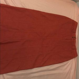 Coral long denim skirt
